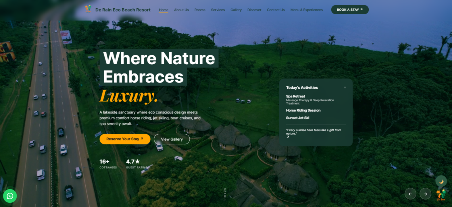 De Rain Eco Beach Resort Interface